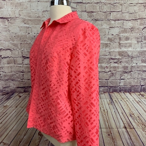 Chico’s Bryson Coral Open Lined Lazer Cut Jacket - Picture 5 of 11